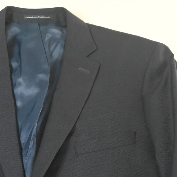 Hart Schaffner Marx 50L Navy Blue 100% Wool Gold Button Mens Blazer Sport Coat‎